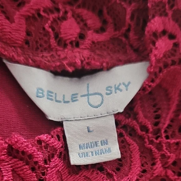 Belle Sky Burgundy Long Sleeve Mock Neck Sheath Dress - Picture 2 of 7